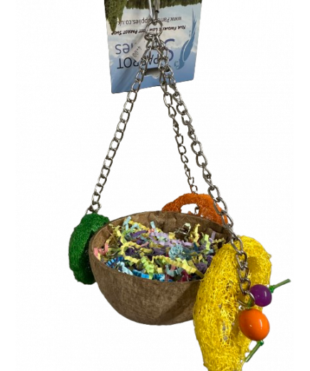 Parrot-Supplies Coconut Party Basket Crinkle Paper Foraging Parrot Toy